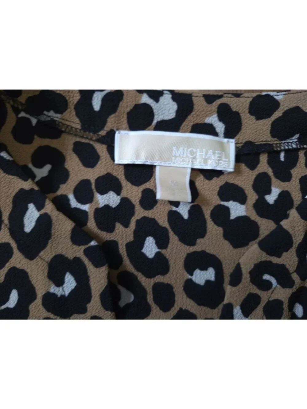 Michael Kors Leopard Print Blouse Tie Sleeve Womens Size M Animal Print Top.